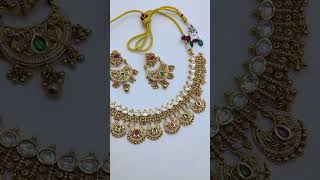 antique designer necklace 😍, brass gold mate finishing. OG kundan . #short