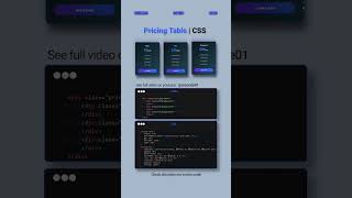 Pricing Table Design | Gradient Animations & Responsive UI | HTML/CSS Tutorial #css #coding #shorts