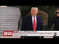 donald trump speaks briefly as he departs the white house l abc news