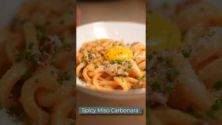 INI Ristorante’s Signature Japanese-Italian Fusion Pasta Dish: Spicy Miso Carbonara #chef #food