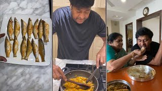 Mega Star Chiranjeevi Cooking Fish Fry For His Mother @ Home | Manastars