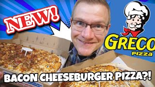 NEW!! GRECO BACON CHEESEBURGER DELUXE PIZZA \u0026 GARLIC FINGERS!! TASTE AND REVIEW!!!