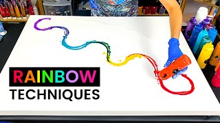 Stunning RAINBOW Painting Ideas!🌈 HUGE Flow, 3D Effect, Stencil \u0026 MORE~ Satisfying Acrylic Pouring