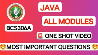 VTU OOP with Java All Modules Important Questions | BCS306A | 3rd Sem One Shot Revision