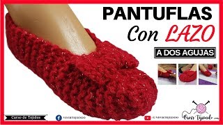 ✅ Slippers and Slippers with Two Needles Bow 💡 Free Course of Knitted Toothpicks