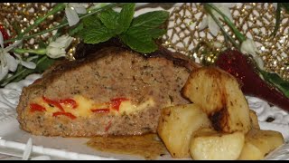 Κιμάς ρολό με τυρί και πιπεριές (βήμα-βήμα) - Minced meat roll with cheese and peppers(step by step)