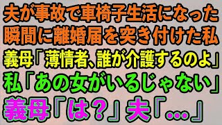 【スカッとする話】夫が事故で車椅子生活になった瞬間に離婚届を突き付けた私。義母「この薄情者、誰が介護するのよ」私「あの女がいるじゃない」義母「は？」夫「…」実は【修羅場】