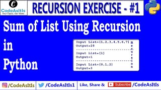 Python Recursion - Sum of Item in Simple List Using Recursion | Learn Python Programming | Python