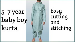 5-7 year baby boy kurta cutting and stitching/placket kese lgaye/kurta cutting and stitching