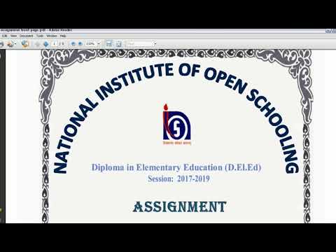 NIOS D.El.Ed Assignment Cover Page Inner Page & Back Page Design - YouTube