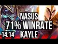 NASUS vs KAYLE (TOP) | 5/0/8, 71% winrate | EUNE Grandmaster | 14.14