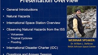 Investigating Natural Hazards & Disasters on Earth Using Imagery from the ISS:  Webinar presentation