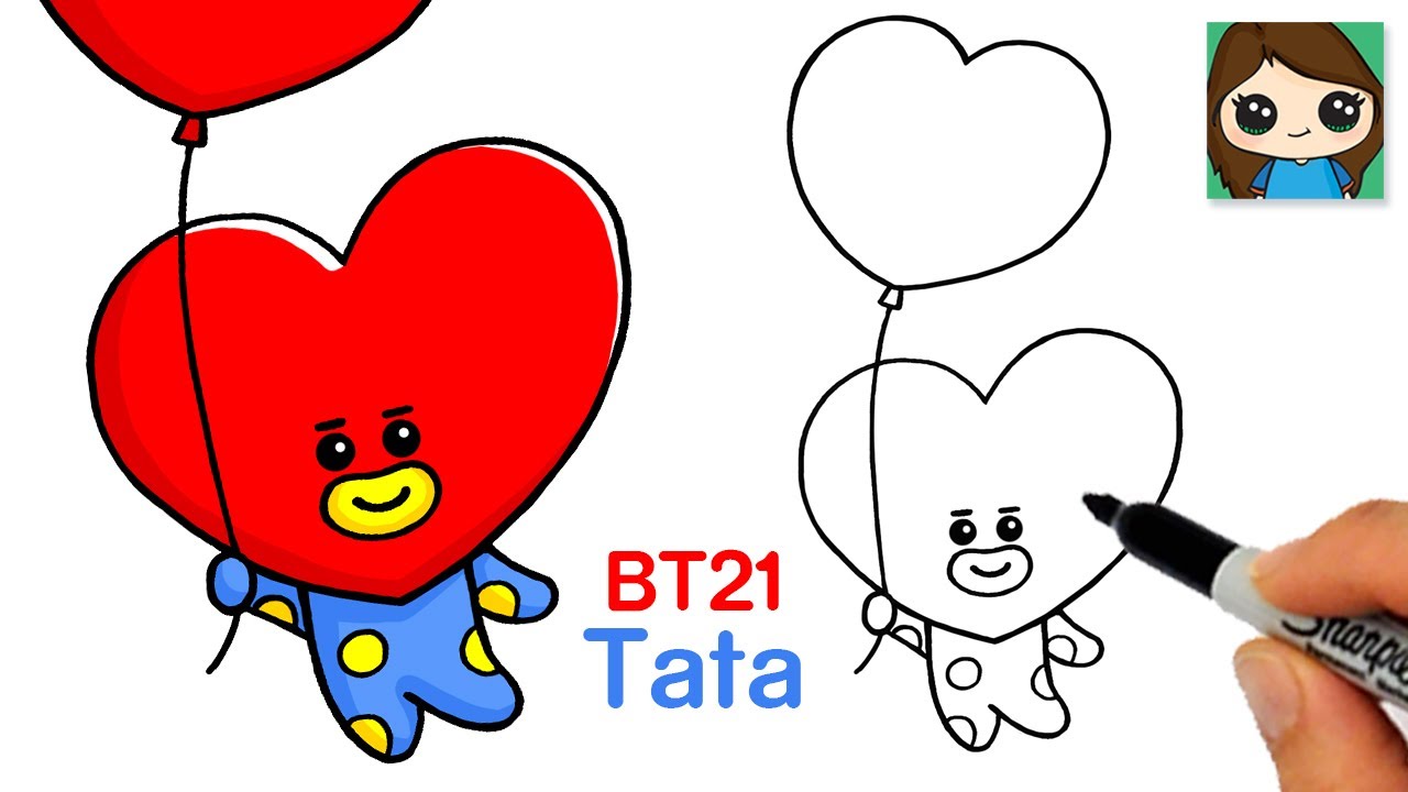 How To Draw BT21 Tata ️ BTS Valentines Easy - YouTube