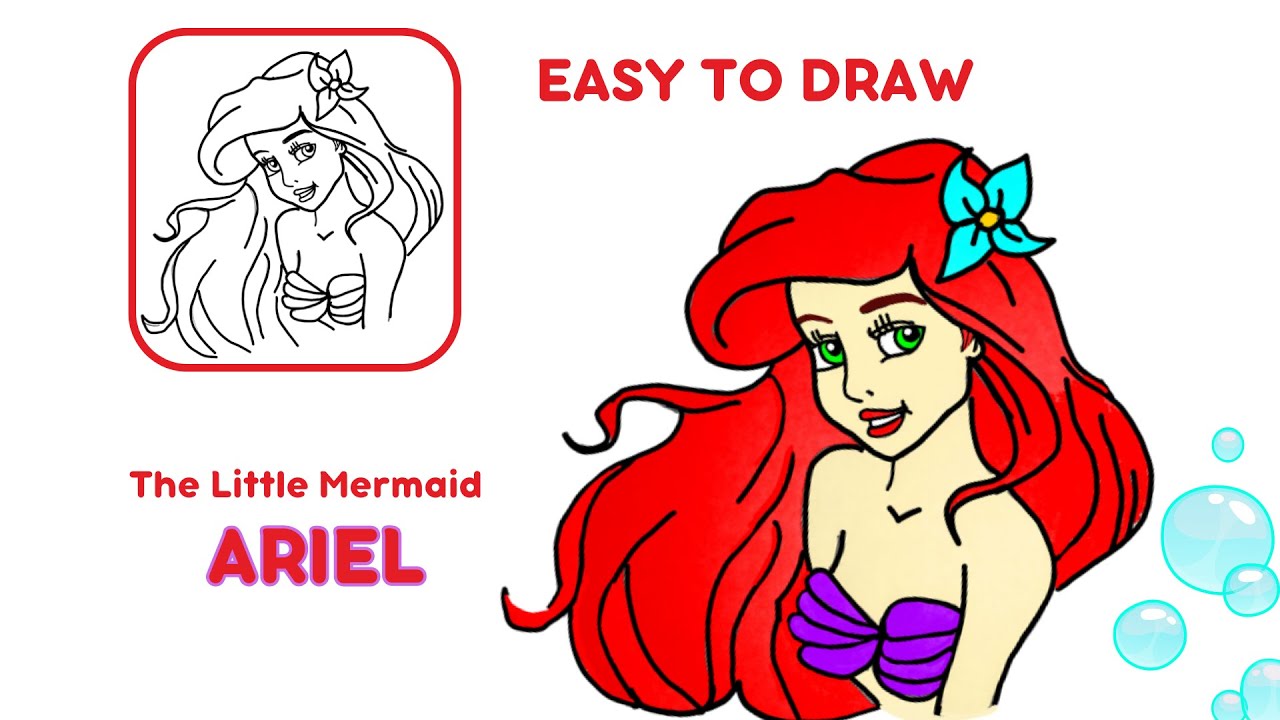 How To Draw Ariel The Little Mermaid Youtube