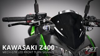 How to install Mech-GTR LED Flushmount Pod Turn Signals on a 2019 Kawasaki Z400 by TST Industries