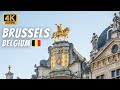 Brussels Belgium Walking Tour at Night - 4K