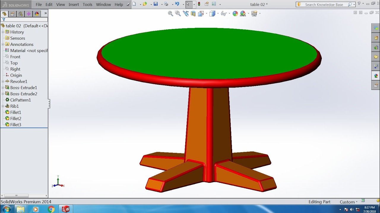 Solidworks Tutorial Table Design - YouTube