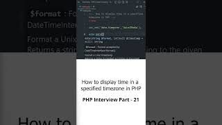 How to display time in a specified timezone in PHP || #shorts #youtubeshorts #short #php_interview
