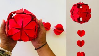 DIY Wall Hanging | Heart Design Ball Valentine's Day Decoration Ideas | Room Decor