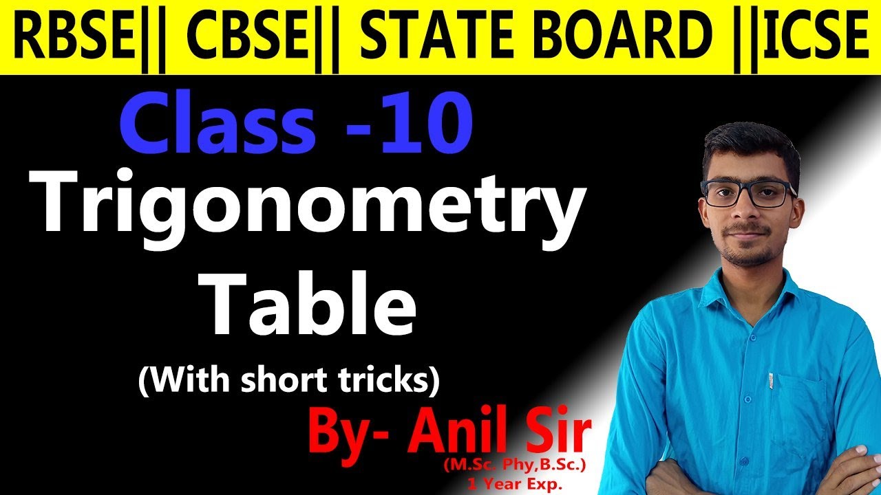 Trigonometry Table || Class 10 || CBSE || RBSE - YouTube