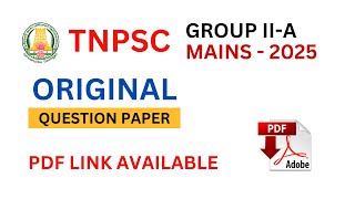 TNPSC Group II-A Mains Question Paper | Answer Key 2025 | Group 2 Mains 8.2.2025 Exam Group 2 | PDF