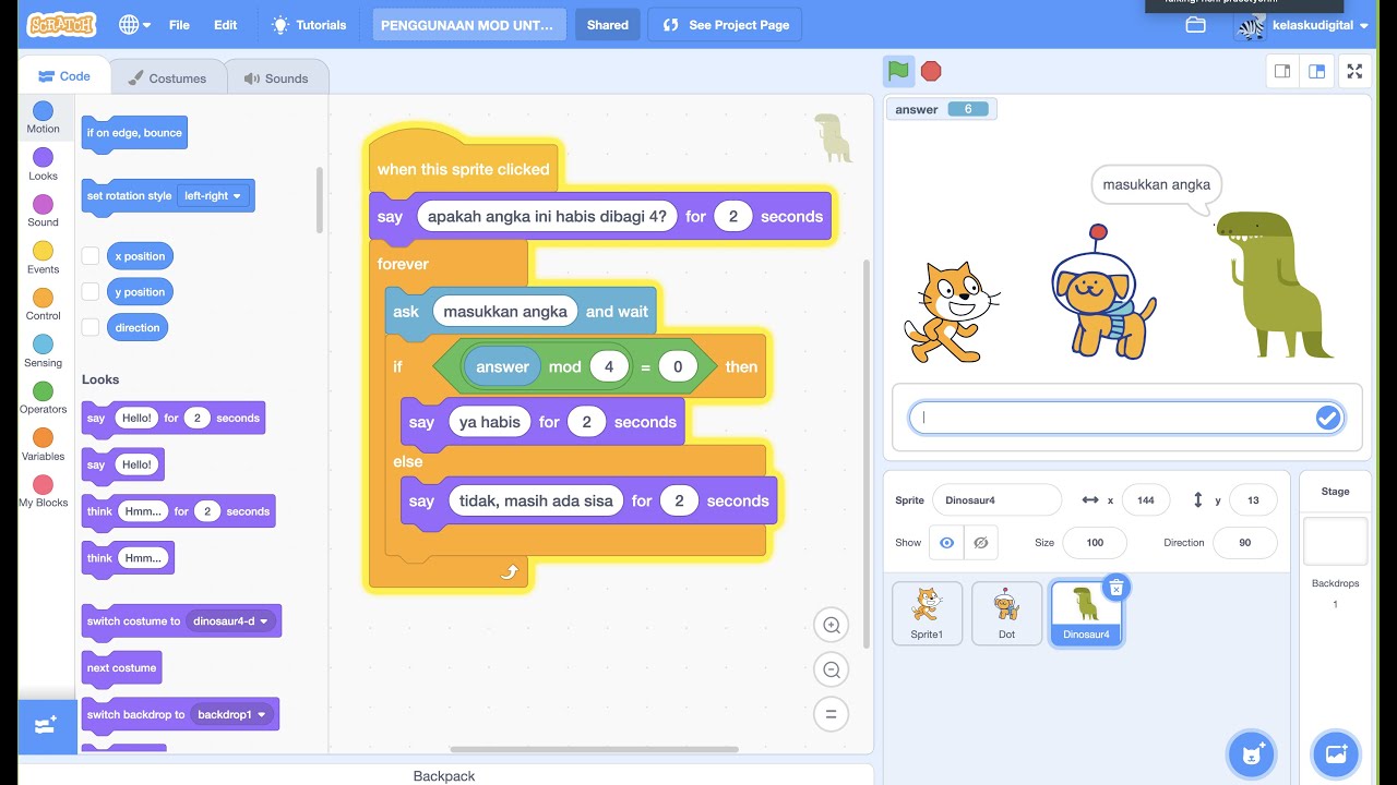 Tutorial Scratch 3.0 : Menggunakan MOD Untuk Game Matematika Angka ...