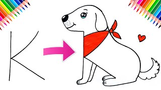 K Harfinden Köpek Çizimi 🐶 Çok Kolay Sevimli Köpek Çizimi - How To Draw a Cute Dog Very Easy