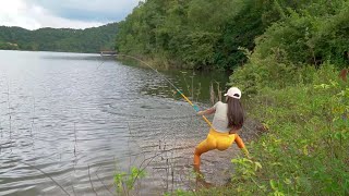 Big Hook Fishing. Amazing Fishing | Panorama of Beautiful Girl FISHING HUGE