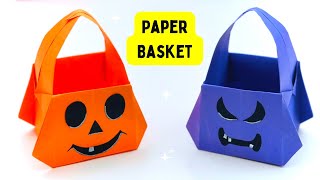 DIY PAPER PUMPKIN BASKET / Paper Craft / Easy Origami  Pumpkin DIY / Halloween Gift Ideas 2023