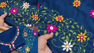 সিম্পল ডিজাইন করা সুন্দর হাতের কাজের জামা | hand embroidery | phulkari dress in Bangladesh | butik