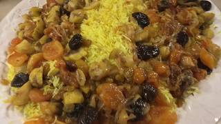 Azerbaijani Rice Pilaf with Saffron, Chestnuts & Dried Fruit - Qaralı aş