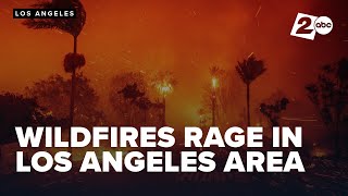 Wind-whipped fires burn out of control in Los Angeles area, destroying homes