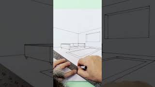 How to draw a room in 2-point perspective