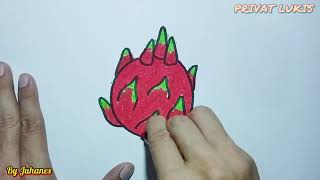 Cara menggambar buah Naga bagi pemula / How to draw Dragon fruit for the beginning 77 (Privat Lukis)