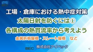 工場・倉庫における熱中症対策／太陽日射を防ぐには①／各構成の熱貫流率から考えよう