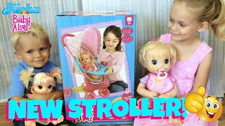 🎁 Baby Alive Stroller System Unboxing with Skye & Caden! 💞 Elsa & Abigail Try Out the New Stroller