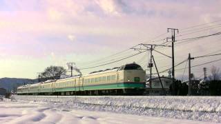 雪原を行く 485系　新潟車　快速くびき野3号　信越本線　北新井～新井