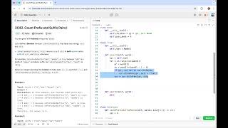 leetcode 3042  Count Prefix and Suffix Pairs I | single trie, reverse scan