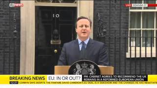 Prime Minister Announces EU Referendum Date