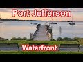 Port Jefferson waterfront park and marina walk through. Autumn sunset