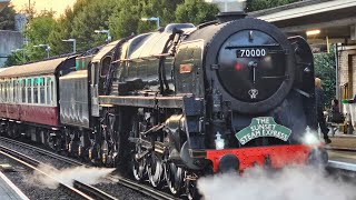 Britannia 70000 final water stop at Chertsey 2024