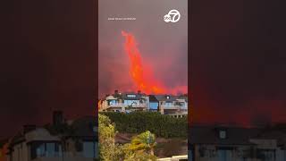 Palisades fire seen tearing through Southern California