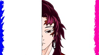 How To Draw Yoriichi From Kimetsu No Yaiba | Half Face Drawing