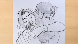 lord Radha Krishna pencil artistica drawing/god Krishna pencildrawing