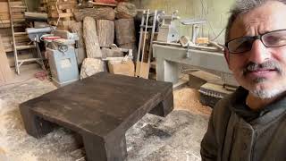 Low cost custom reclaimed wood furniture at woodbench.ca English beam coffee table