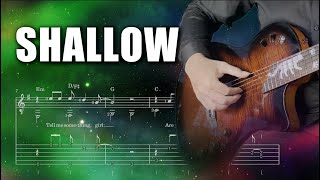 Shallow (Lady Gaga & Bradley Cooper) - EASY Fingerstyle Guitar Tutorial | Tab & Lyrics