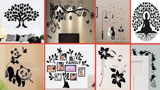 Black and White Wall Sticker Design idea/Room Decoration Ideas with sticker/Wall painting
