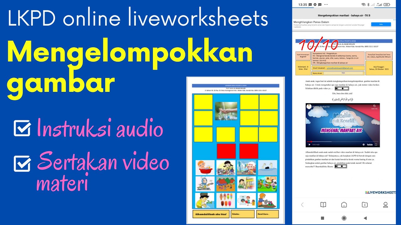 Tutorial Liveworksheets I Cara Buat Lkpd Online - Mengelompokkan Gambar ...