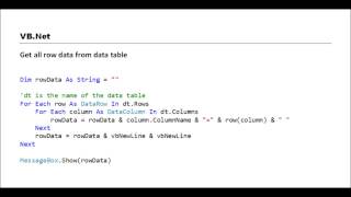 VB.NET - Get all row data from data table