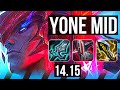 YONE vs AZIR (MID) | 68% winrate, 10/2/11 | EUW Diamond | 14.15